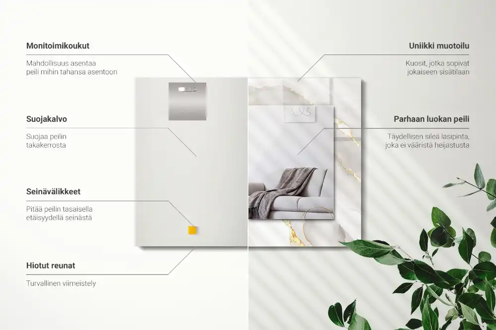 Rectangle decorative mirror Gray marble