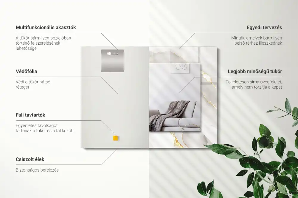 Rectangle decorative mirror Gray marble