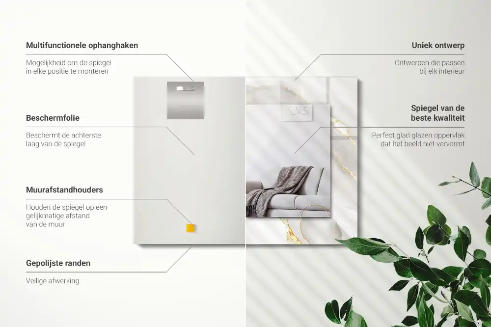 Rectangle decorative mirror Gray marble