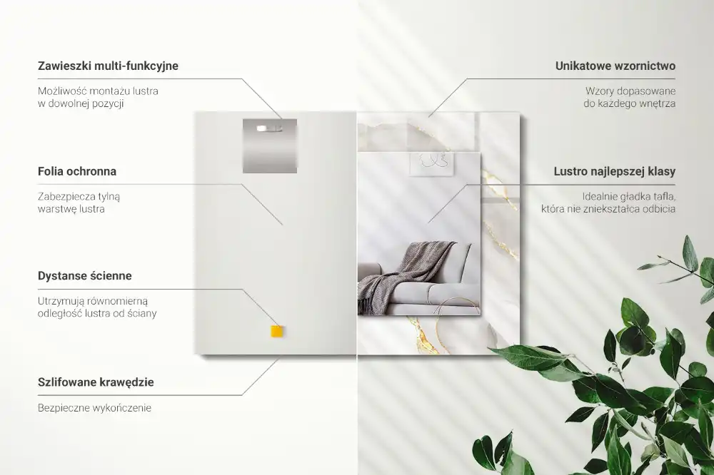 Rectangle decorative mirror Gray marble