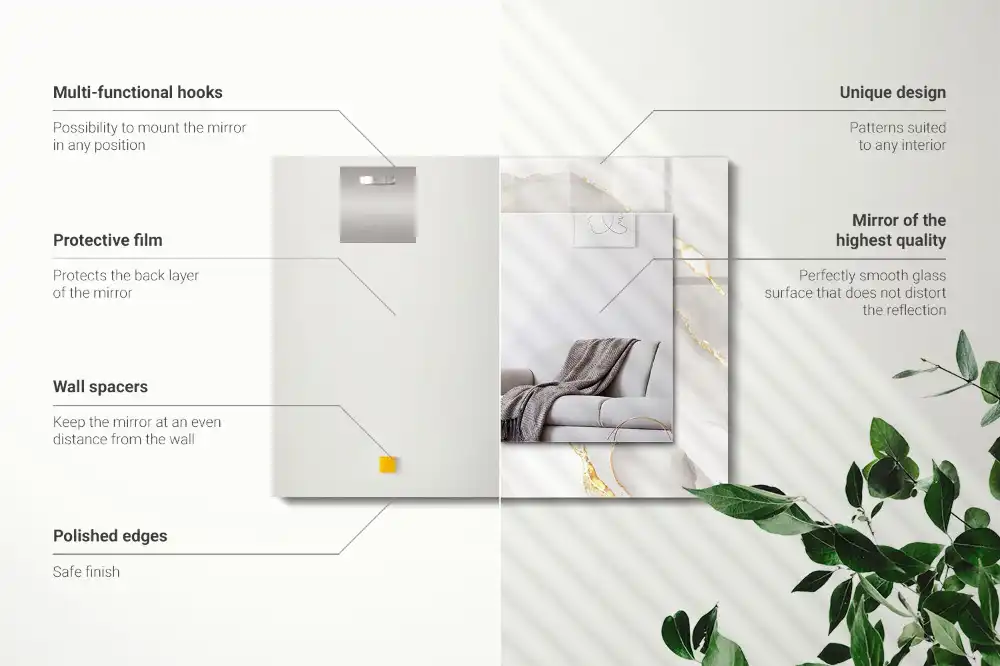 Rectangle decorative mirror Gray marble