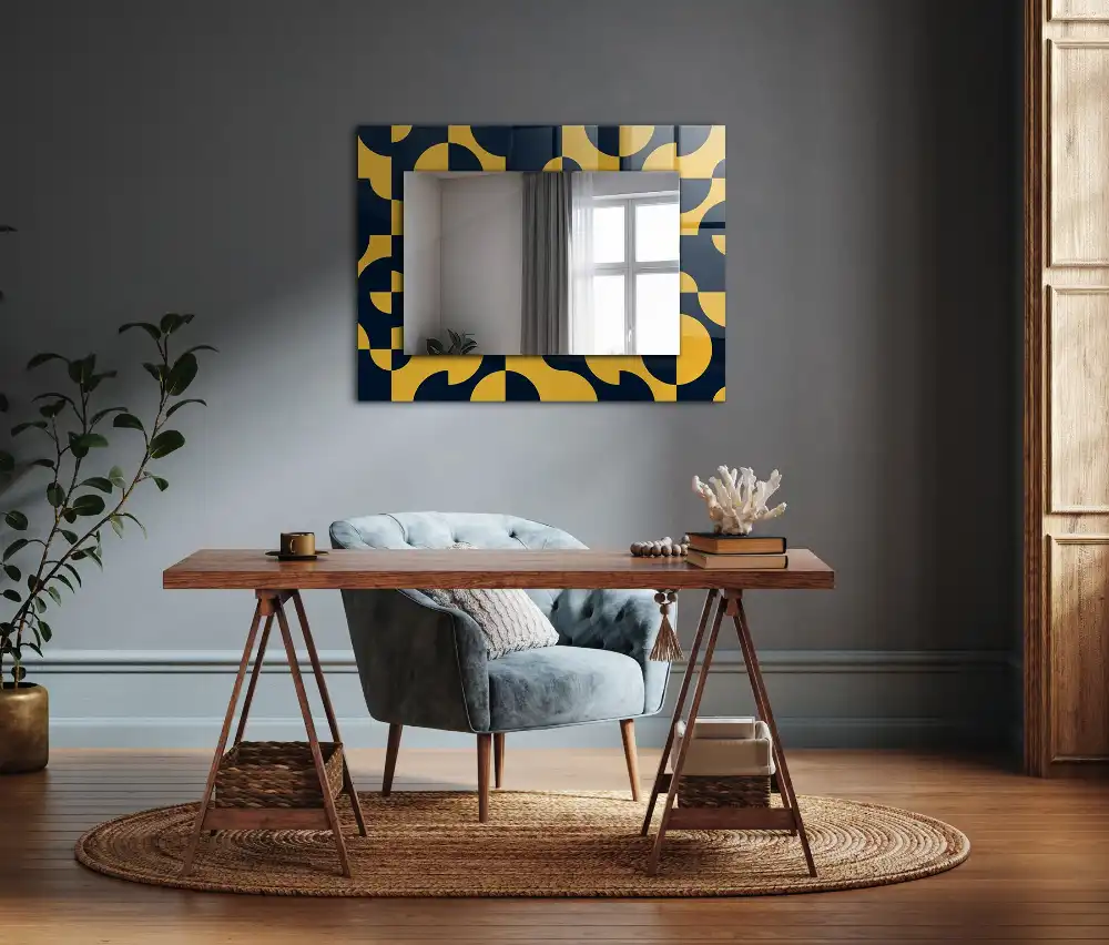 Rectangular wall mirror design Abstract geometric pattern