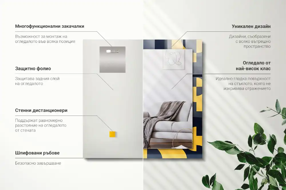 Rectangular wall mirror design Abstract geometric pattern