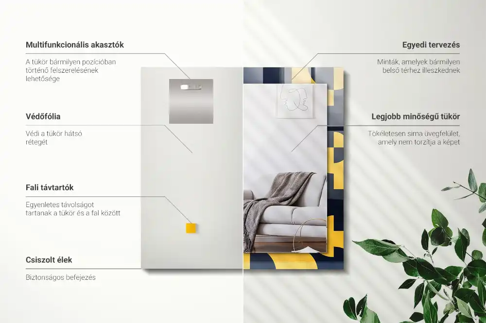 Rectangular wall mirror design Abstract geometric pattern