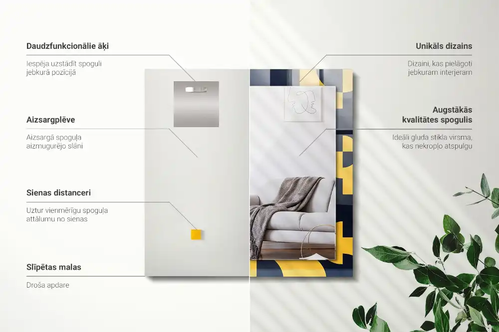 Rectangular wall mirror design Abstract geometric pattern