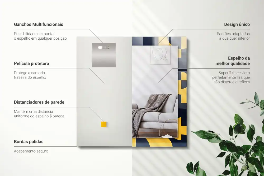 Rectangular wall mirror design Abstract geometric pattern