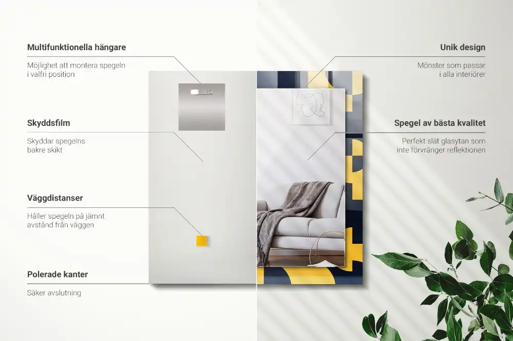 Rectangular wall mirror design Abstract geometric pattern