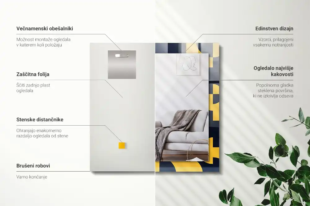 Rectangular wall mirror design Abstract geometric pattern