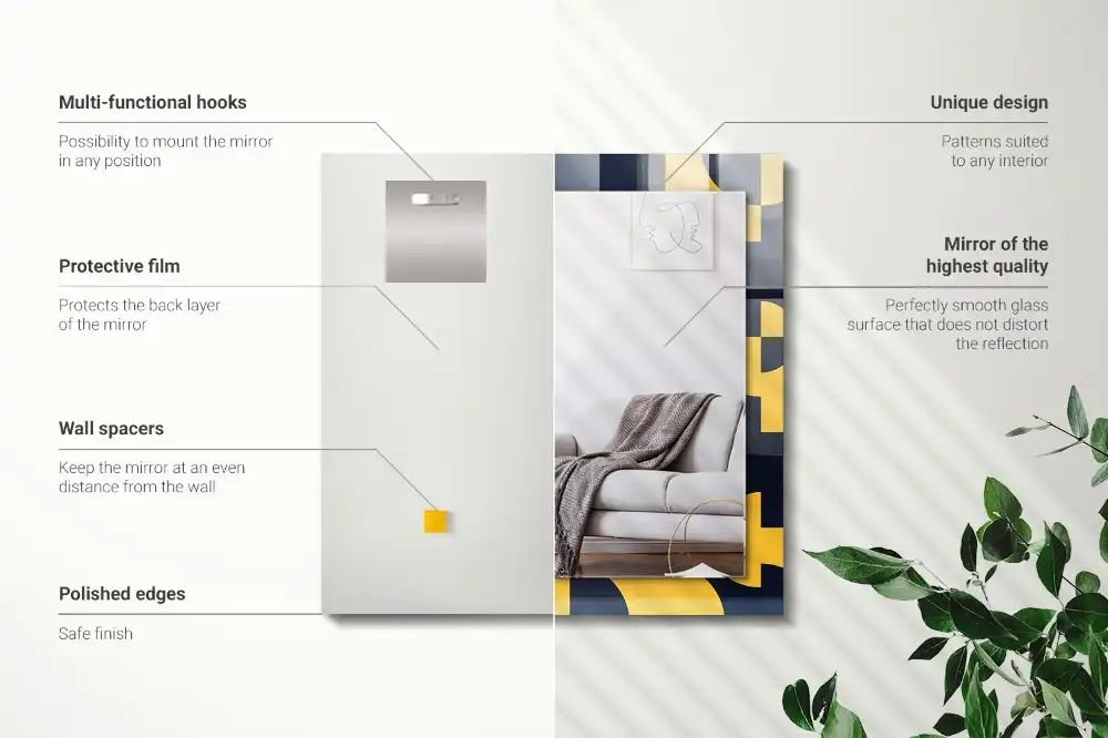 Rectangular wall mirror design Abstract geometric pattern