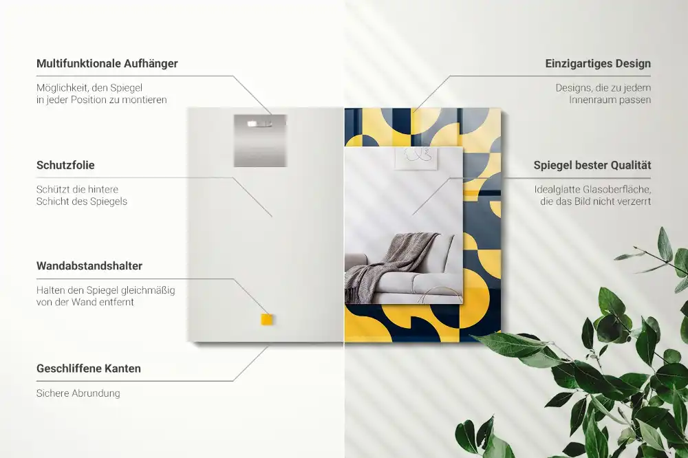 Rectangular wall mirror design Abstract geometric pattern