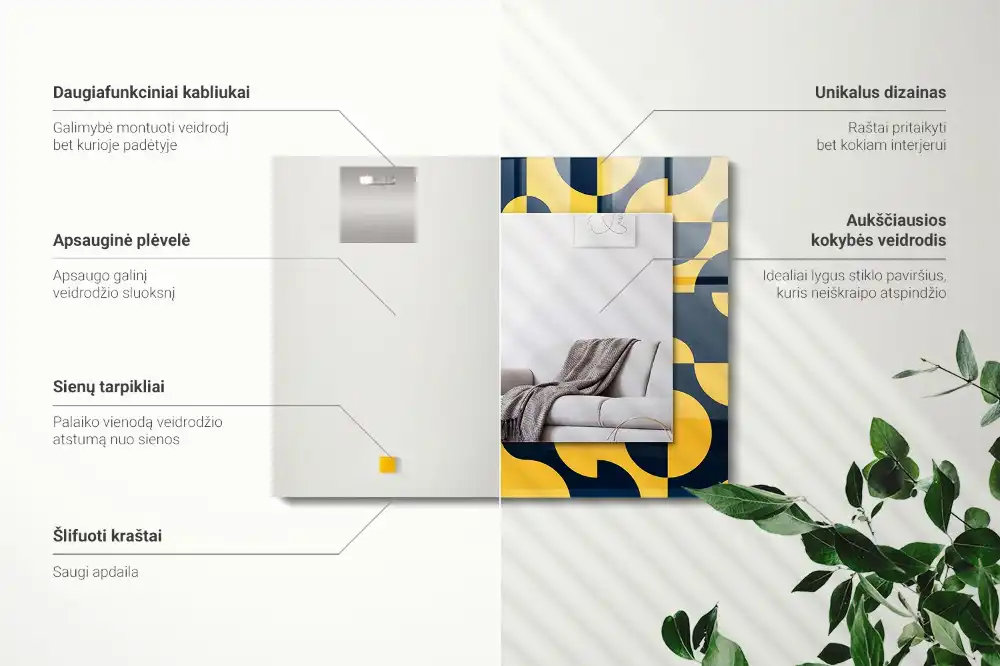 Rectangular wall mirror design Abstract geometric pattern