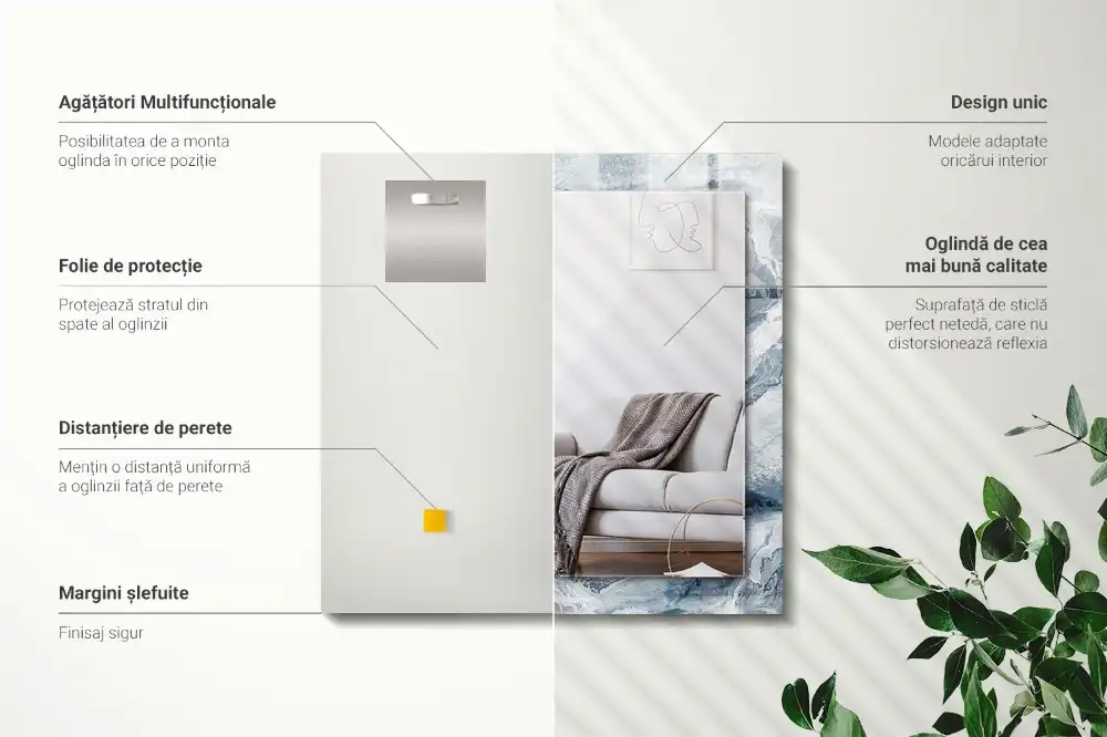 Rectangular decorative mirror Marble in shades