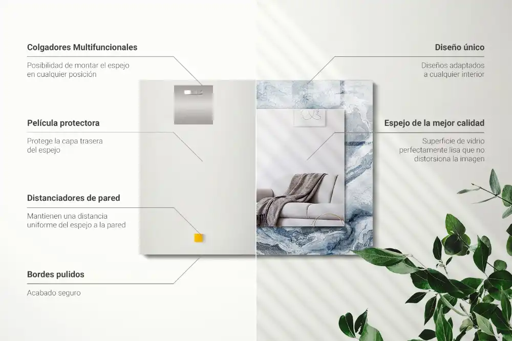 Rectangular decorative mirror Marble in shades