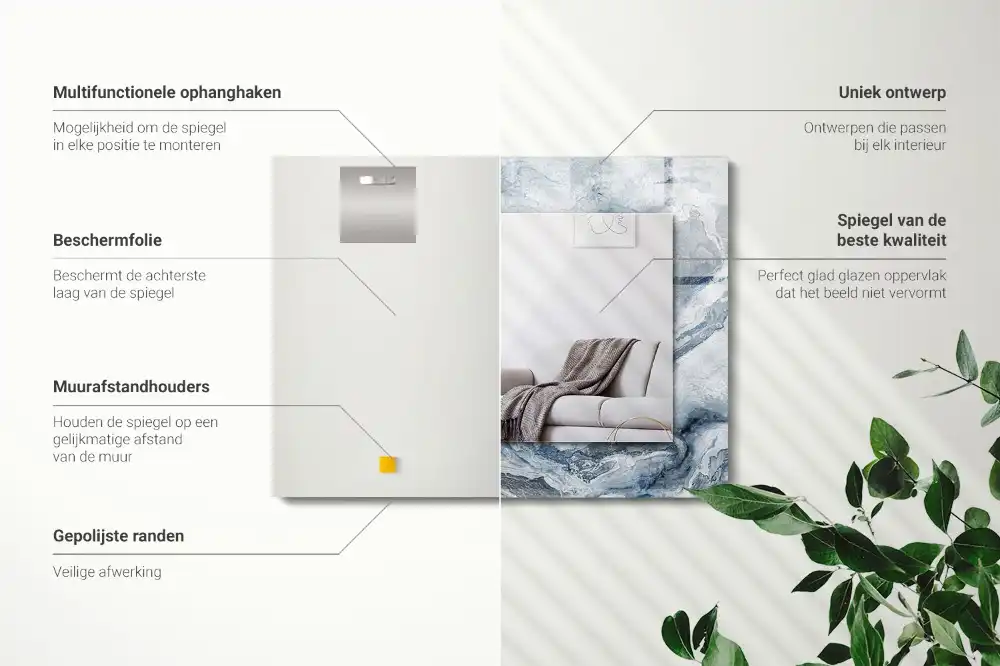 Rectangular decorative mirror Marble in shades