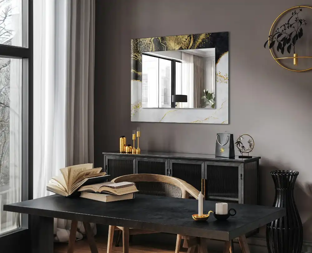 Rectangle decorative mirror Abstract gold art