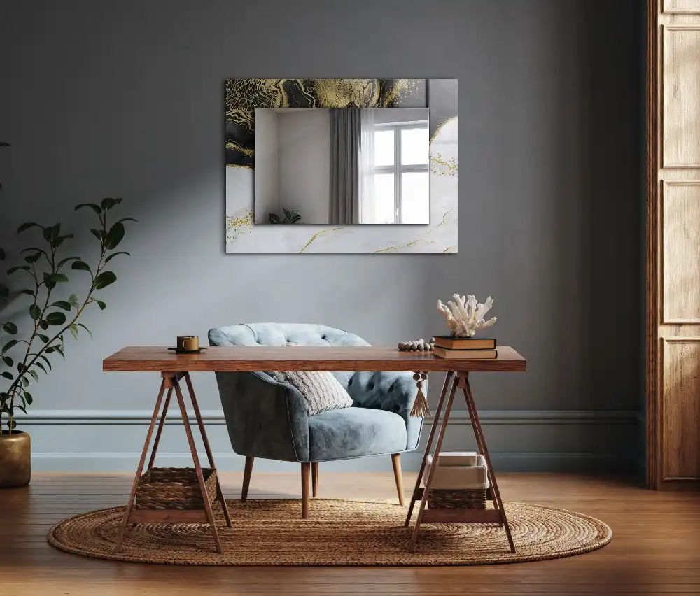 Rectangle decorative mirror Abstract gold art