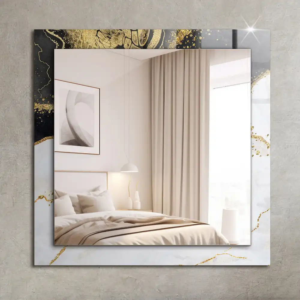 Rectangle decorative mirror Abstract gold art