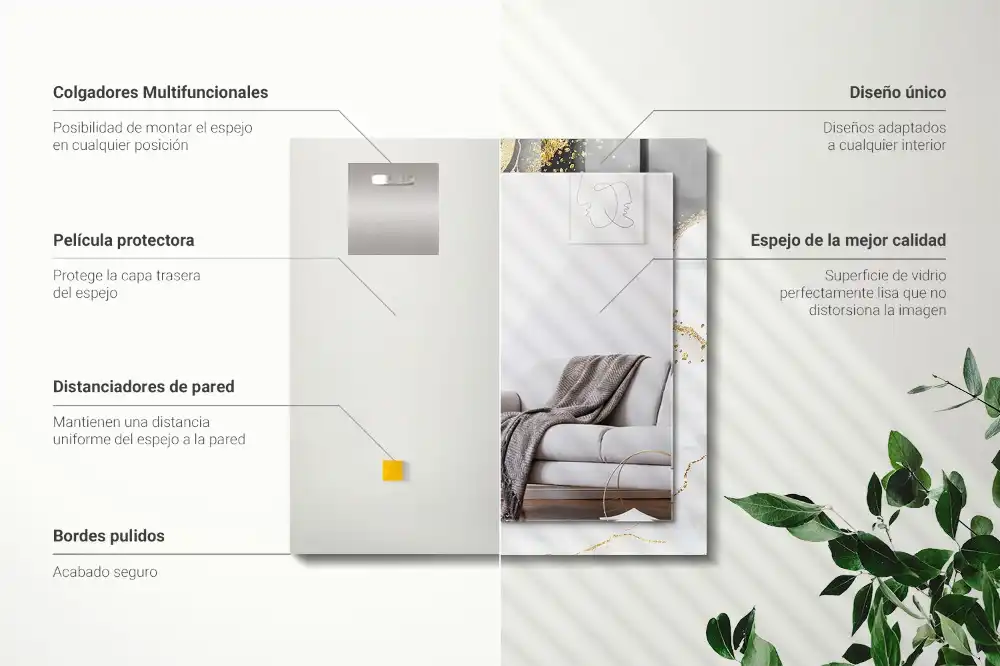 Rectangle decorative mirror Abstract gold art