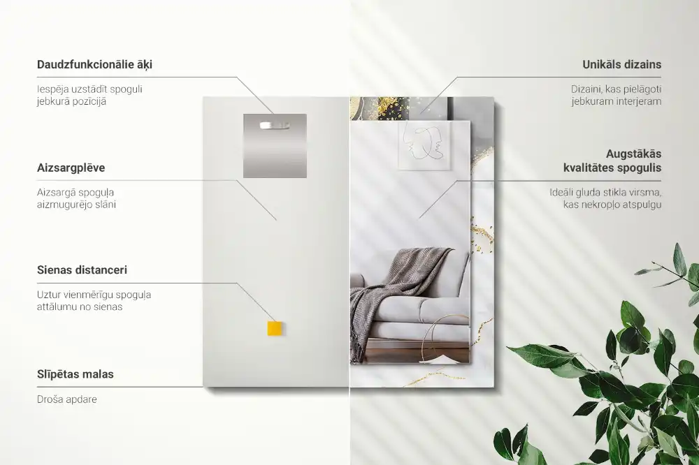 Rectangle decorative mirror Abstract gold art