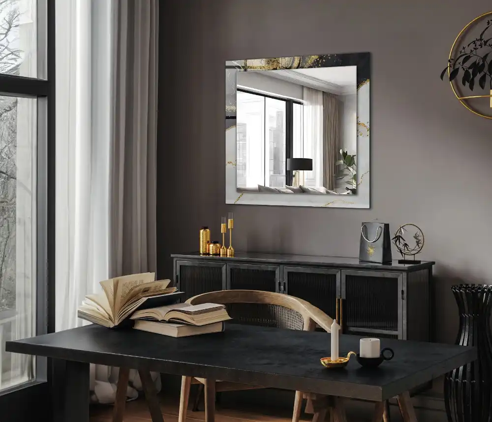 Rectangle decorative mirror Abstract gold art