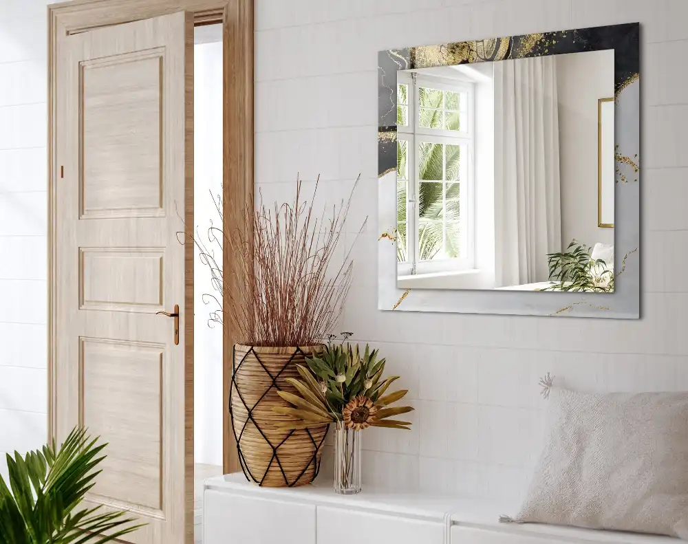 Rectangle decorative mirror Abstract gold art