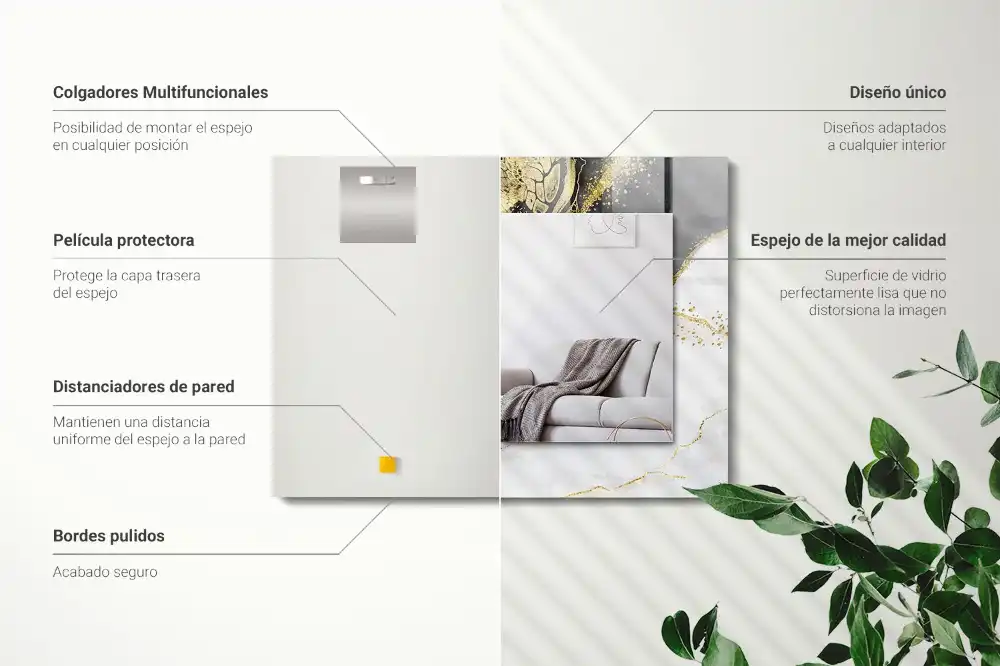 Rectangle decorative mirror Abstract gold art