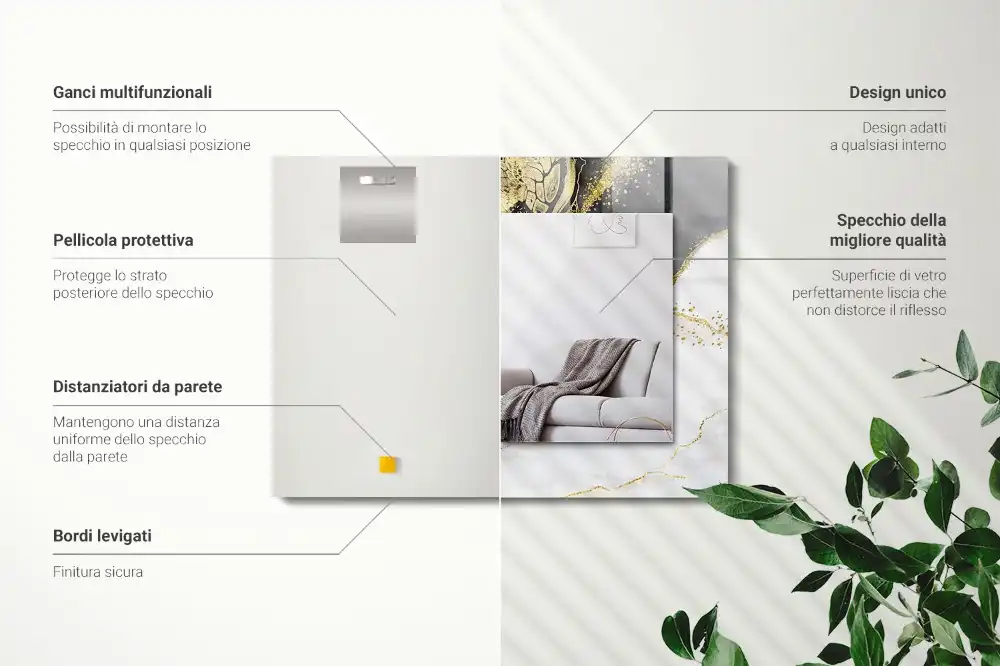 Rectangle decorative mirror Abstract gold art