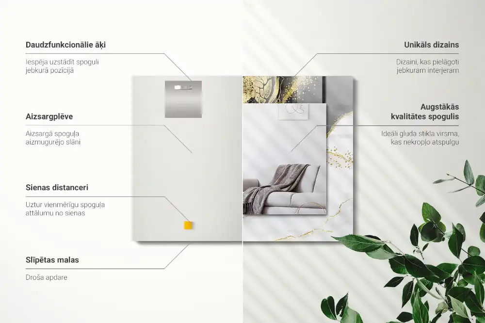 Rectangle decorative mirror Abstract gold art