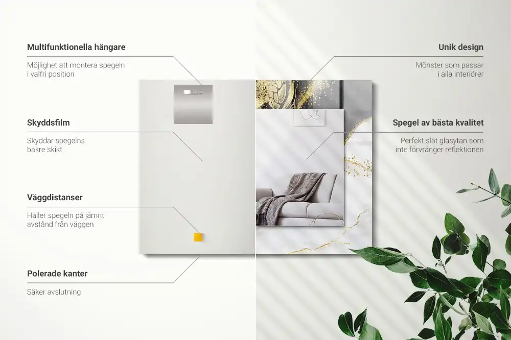 Rectangle decorative mirror Abstract gold art