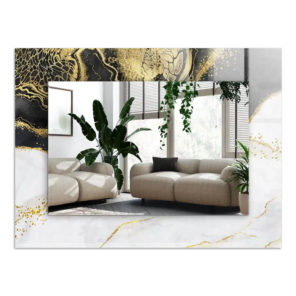 Rectangle decorative mirror Abstract gold art