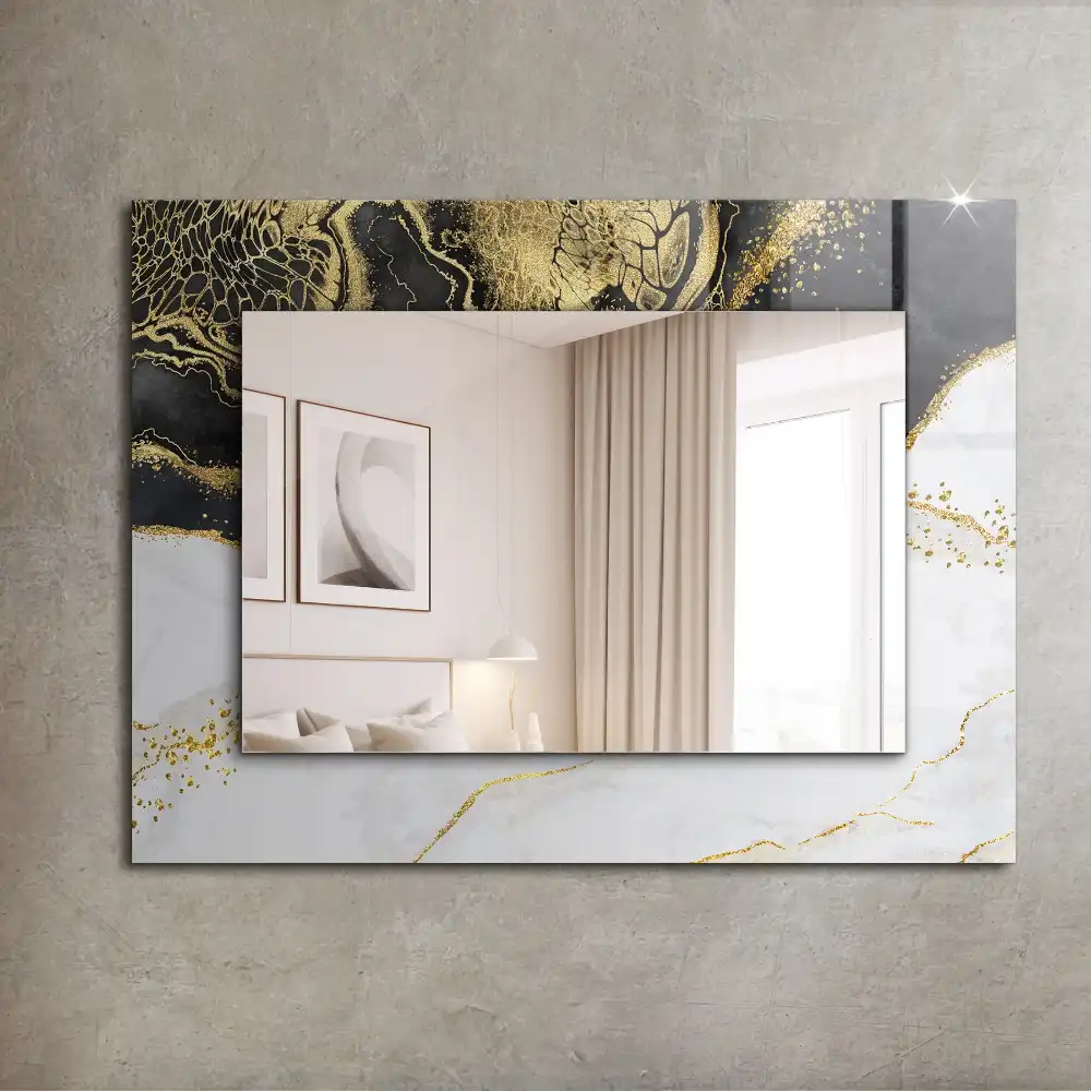 Rectangle decorative mirror Abstract gold art