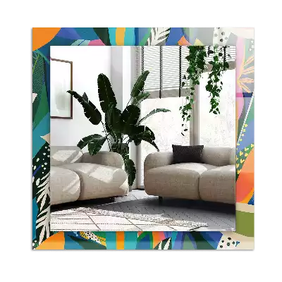 Rectangular wall mirror design Colorful abstract flowers