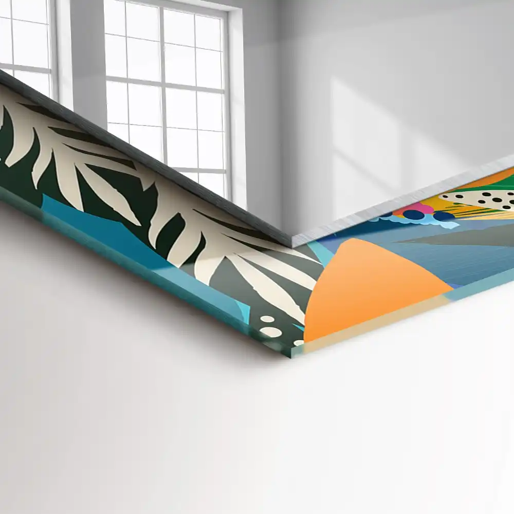 Rectangular wall mirror design Colorful abstract flowers