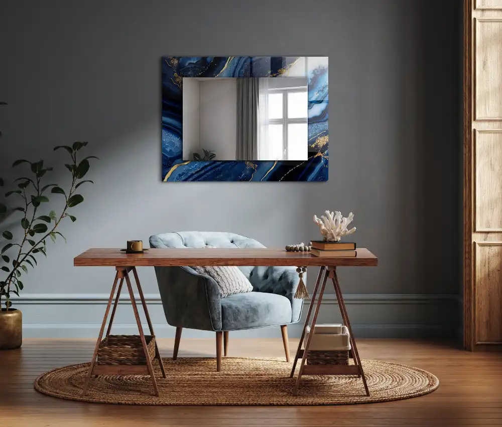 Rectangular decorative mirror Abstract Marble Art