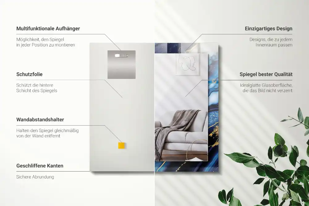 Rectangular decorative mirror Abstract Marble Art