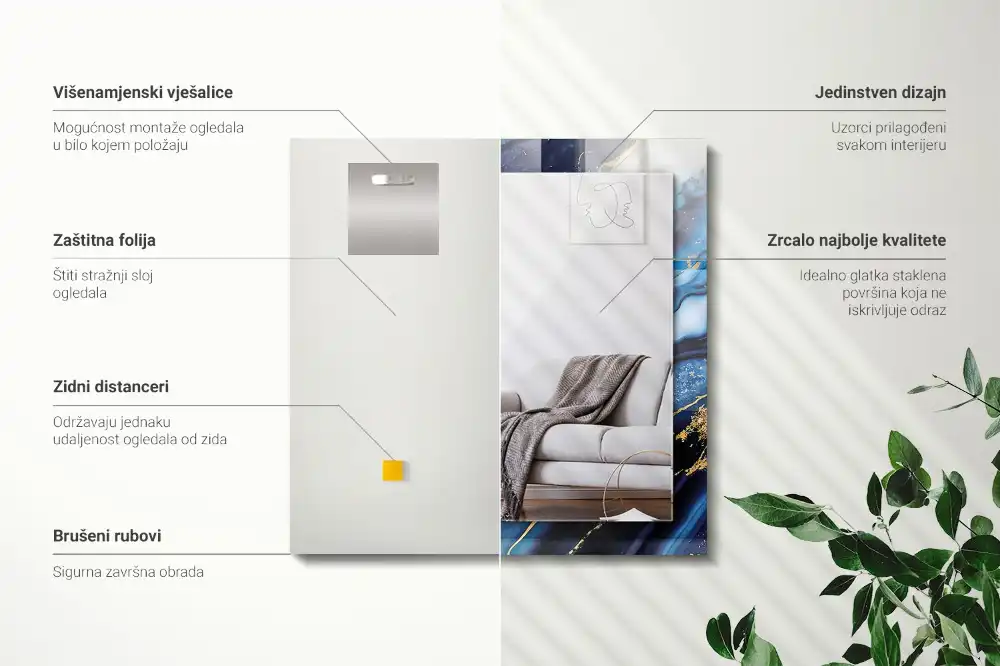 Rectangular decorative mirror Abstract Marble Art