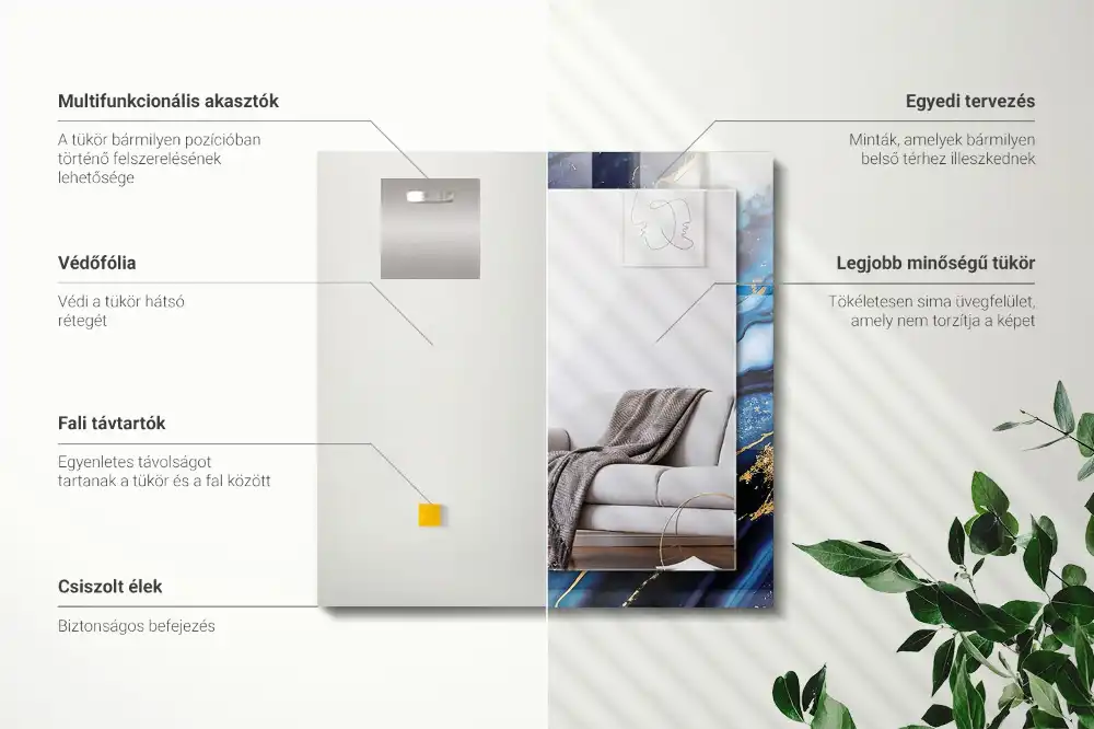 Rectangular decorative mirror Abstract Marble Art