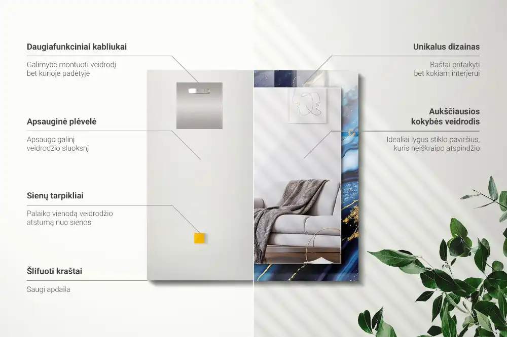 Rectangular decorative mirror Abstract Marble Art