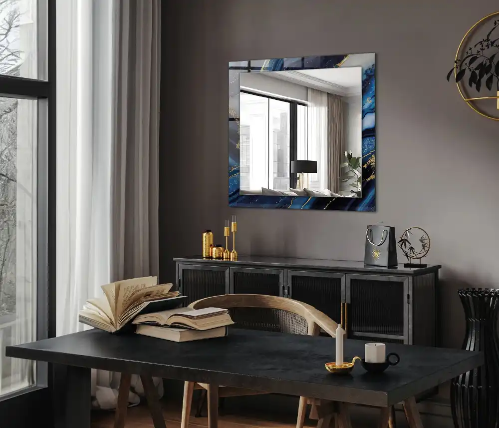 Rectangular decorative mirror Abstract Marble Art