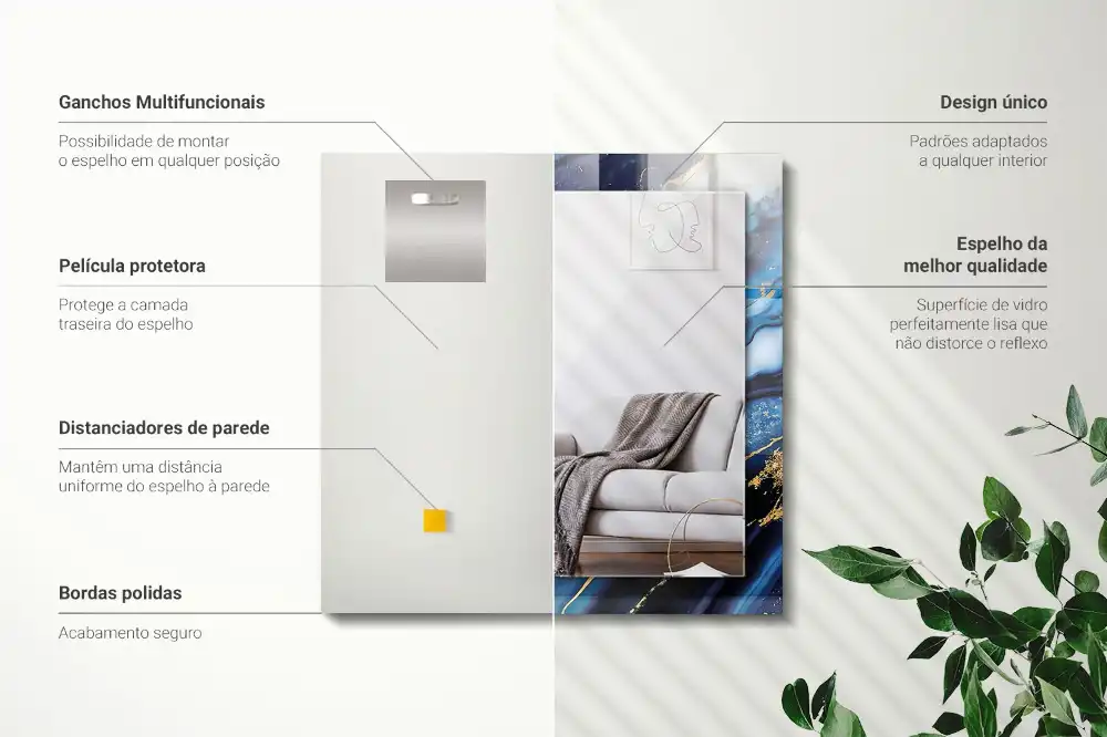 Rectangular decorative mirror Abstract Marble Art