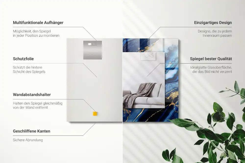 Rectangular decorative mirror Abstract Marble Art