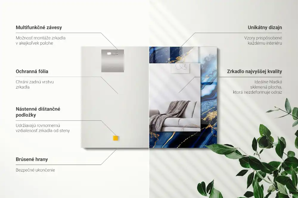 Rectangular decorative mirror Abstract Marble Art