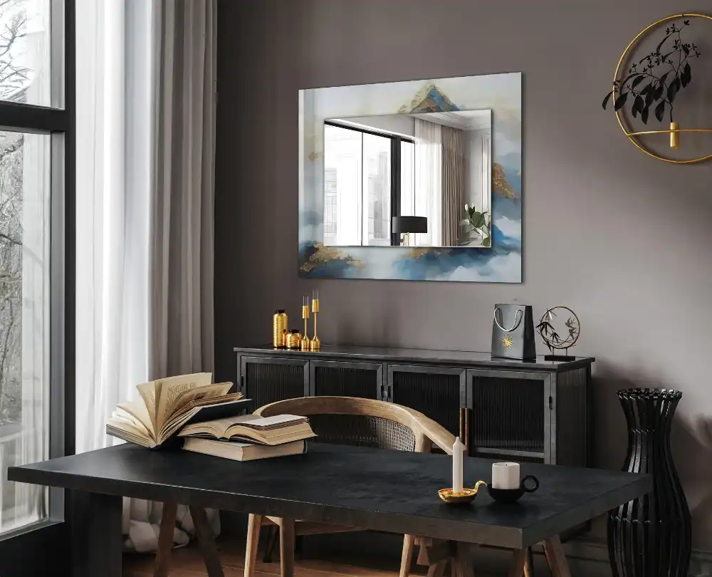 Rectangular mirror print Mountains in the fog