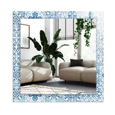Rectangle decorative mirror Blue decorative tiles