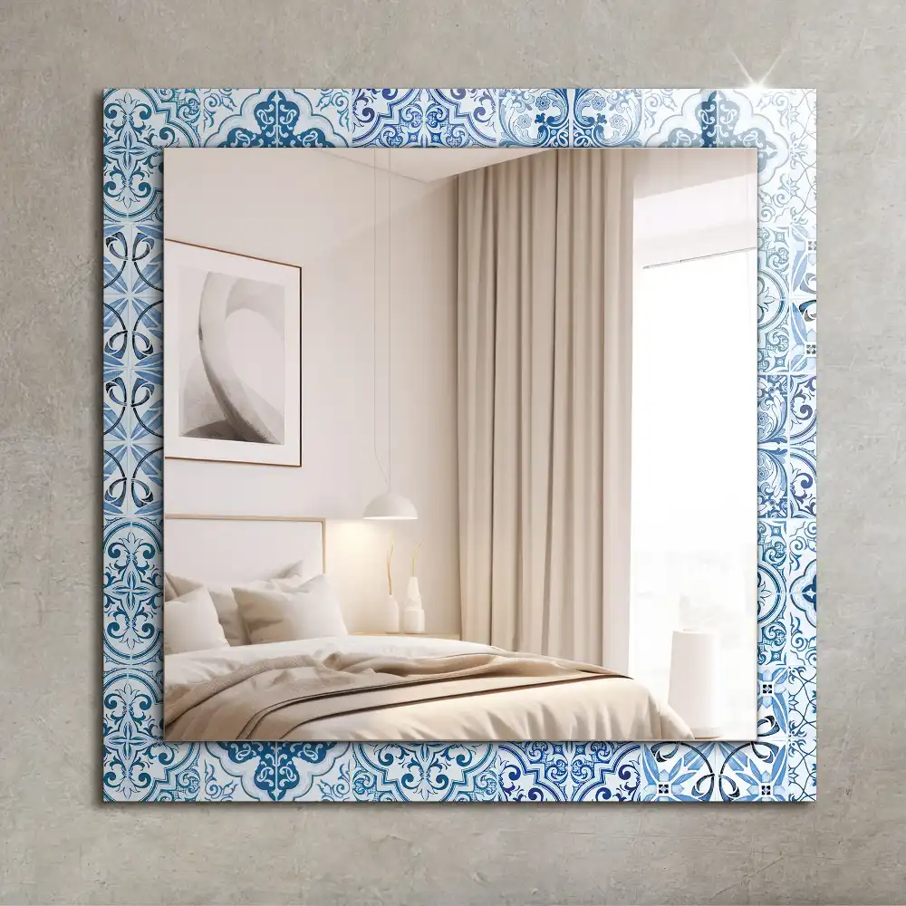 Rectangle decorative mirror Blue decorative tiles