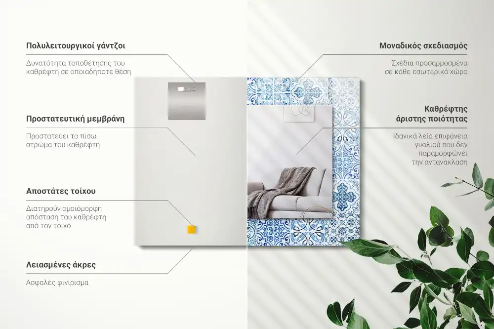 Rectangle decorative mirror Blue decorative tiles