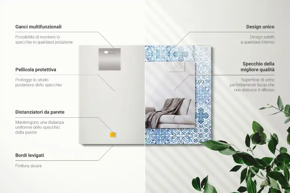 Rectangle decorative mirror Blue decorative tiles