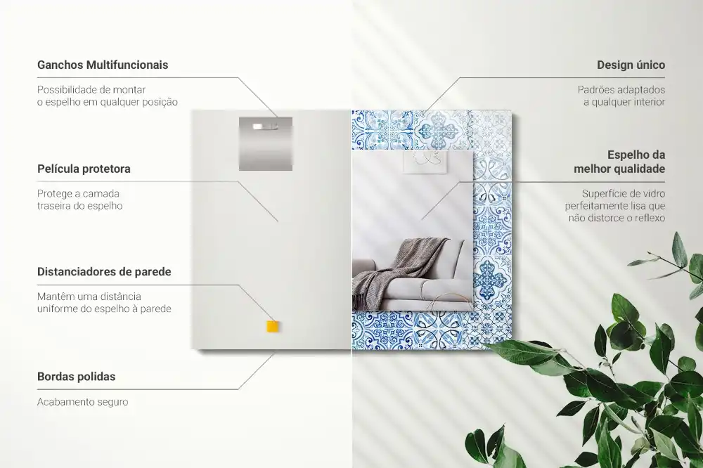 Rectangle decorative mirror Blue decorative tiles