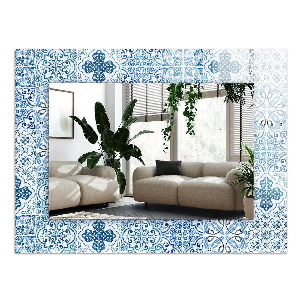 Rectangle decorative mirror Blue decorative tiles