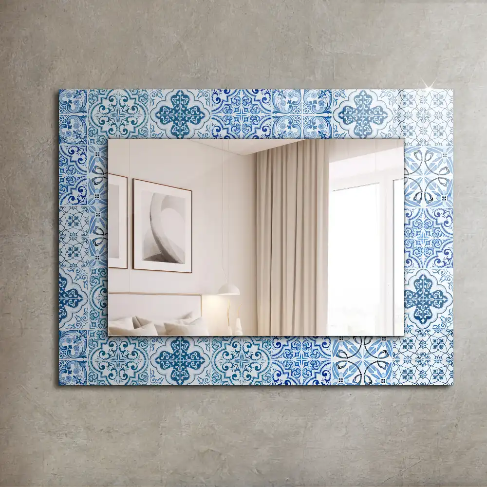Rectangle decorative mirror Blue decorative tiles
